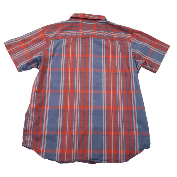 Columbia Regular Fit Short Sleeve Shirt Mens XL Red and Blue Plaid Pocket - Picture 2 of 5